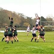 The Hurries win a line-out at Locksheath Pumas.