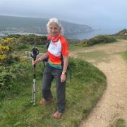 Carol Franklin-Adams during her walk around the Island coastline
