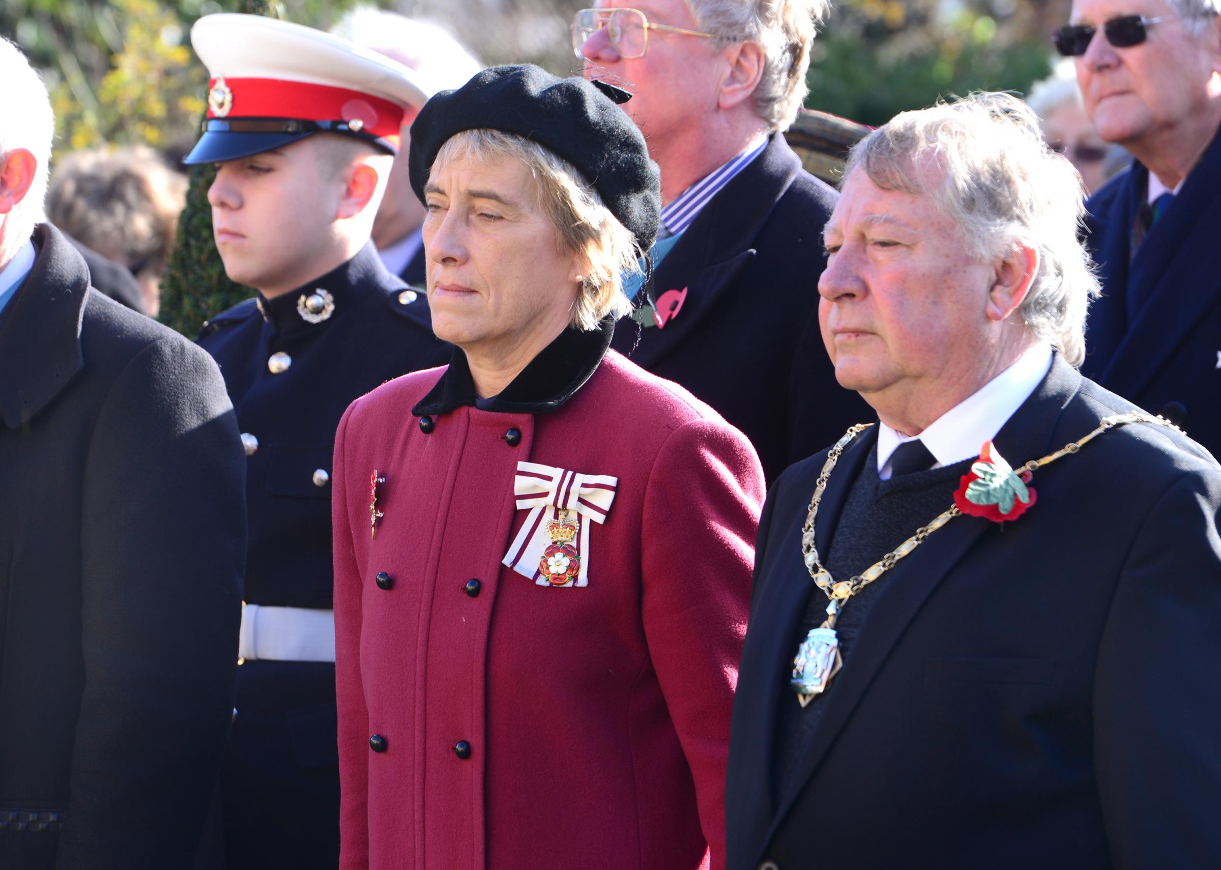 Carisbrooke Castle - Rememberance Service - IWC led service held in the field of rememberance - Lord Lieutenant Susie Sheldon and Cllr George Cameron.