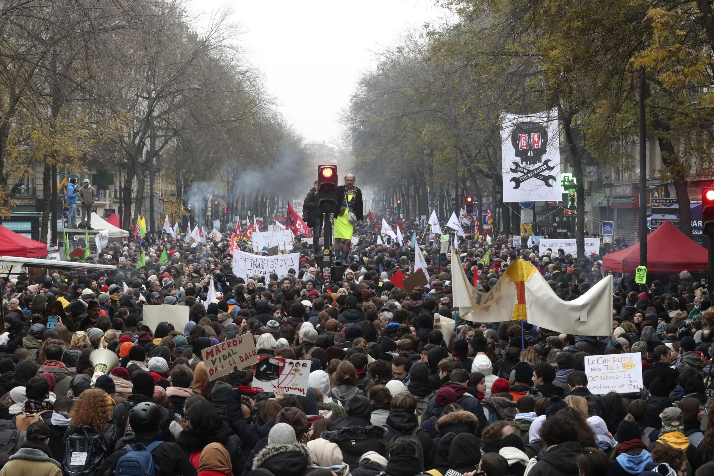 Image result for Paris braced for Thursday's general strike against pension reform