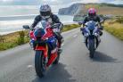 Professional motorbike racers try out the Diamond Races circuit.