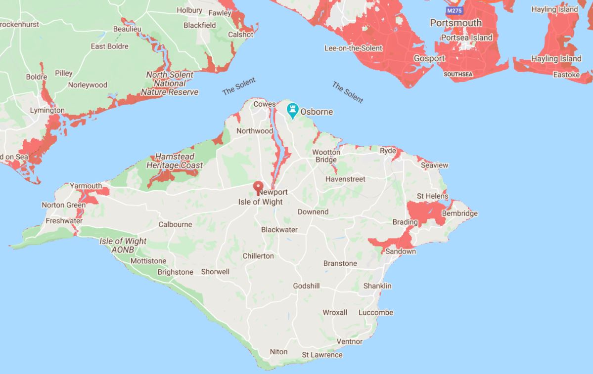 2050 flood map reveals potential Isle of Wight flooding | Isle of Wight - Isle of Wight County Press