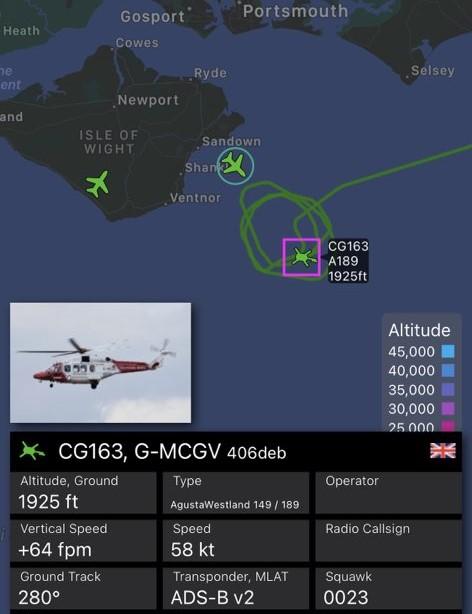 Isle of Wight County Press: Coastguard helicopters flew overhead as the vessel began slowly circling