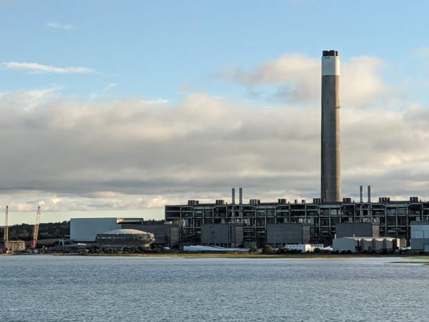Isle of Wight County Press: Fawley power station before the main demolition work was carried out, seen from Red Funnel.