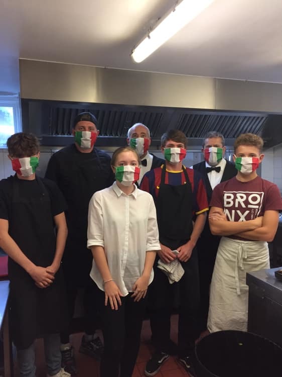 The team at Valentinos, masked up and Covid safe.