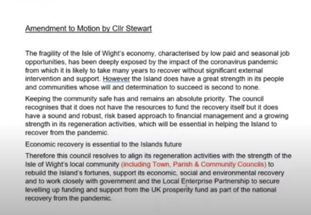 Isle of Wight County Press: Cllr Stewart's motion.