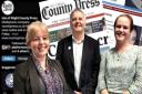 Alan Marriott, Isle of Wight County Press editor (centre) with Lucy Morgan (l) and Lori Little, who will take over in April.