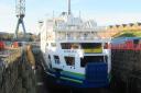 Wightlink's flagship vehicle ferry, Victoria of Wight, in dry dock in Falmouth last year