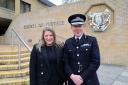 Police and crime commissioner Donna Jones with chief constable Scott Chilton.