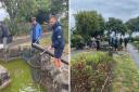 Ryde Town Council and volunteers helping at the pond.