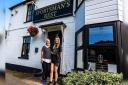 From left: Nikki and Tania outside the Sportman's Rest, Porchfield.