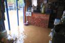 Floodwater at Hunnyhill Aquatics, based in Newport.