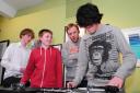 Rob Da Bank Music Club with Resonate at the Quay Arts Centre. Left Ben Cooper, 15, Luke Joynes, 14, DJ Lee Boi and Jacob Evans, 14.