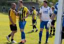 Adam Millar, second left, sharing a joke with some of the players during his recent testimonial in Freshwater.