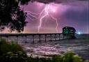 Lightning strike behind Bembridge Pier.  Photo: Jamie Russell