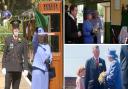 Left, the Queen with guard Kim Chalkley, top right, signalman Stuart Duddy with the Queen and bottom right, Sarah and Chris Tagart meet the Queen during her 2004 visit to the Isle of Wight Steam Railway. Photo: IWCP/Stuart Duddy/Bob Tagart.