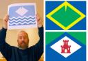 Left, John Graney, Isle of Wight Flag design winner 2009, and right, some of other shortlisted entries.