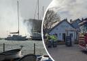 Boat on fire near pub in Whippingham