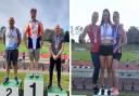 Isle of Wight athletes Garry Newton (centre, left) and Emily Right (left, photo on right).