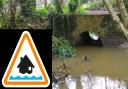 Monktonmead Brook's levels are high after heavy overnight and morning rain, which has led to a flood warning.
