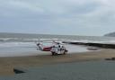 The Coastguard helicopter on Sandown beach