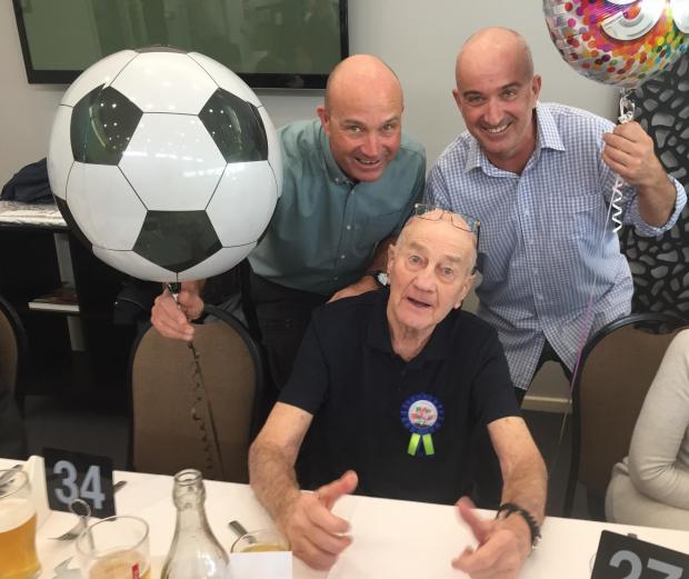 Isle of Wight County Press: Lionel Bassett (centre) with sons Jon (left) and Richard at the 90th birhday celebration in Perth, Western Australia.