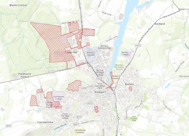 Isle of Wight County Press: The sites allocated for housing. (Picture: Isle of Wight Council)