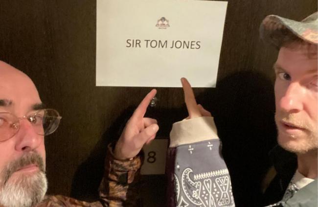 Meeting of the greats! Instagram post shows Liam Gallagher's bandmate Bonehead at Tom Jones's dressing room at Isle of Wight Festival.