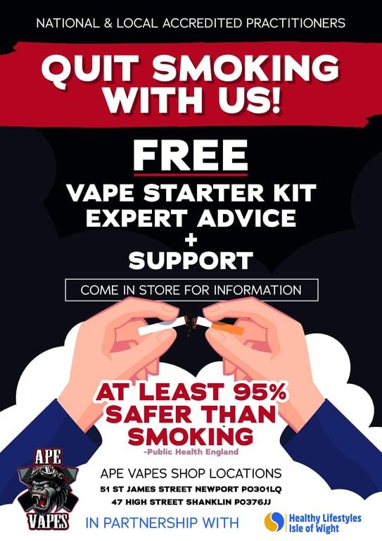 Isle of Wight County Press: Ape Vapes in partnership with Healthy Lifestyles Isle of Wight. Picture courtesy of Ape Vapes.