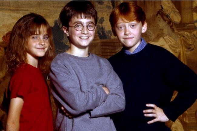 (left) Emma Watson, (middle) Daniel Radcliffe (right) Rupert Grint stars of Harry Potter. Credit: Sky
