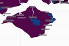 The government's interactive map of Covid cases. Purple areas have a rate higher than 400 per 100,000 people.