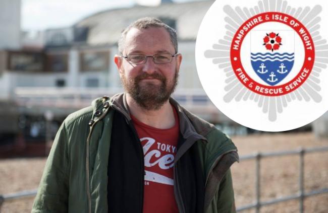 Portsmouth councillor Luke Stubbs (photo:Facebook) and inset Hampshire and Isle of Wight Fire and Rescue Service.