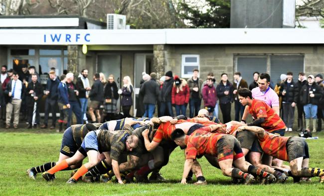 Action between an Isle of Wight RFC under-25s team and a Layla's Trust over-25s team at Wooton Rec on Monday.  Photos: Mathew Wells
