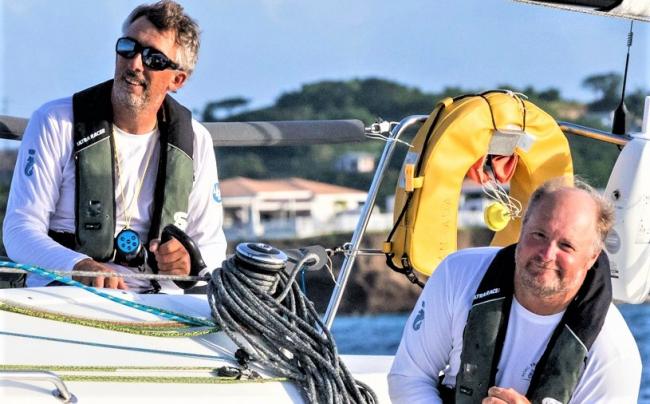 Richard Palmer, left, and Jeremy Waitt will be aiming to repeat their incredible success in the RORC Transatlantic Race Trophy, which starts in Lanzarote tomorrow (Saturday).  Photo: RORC