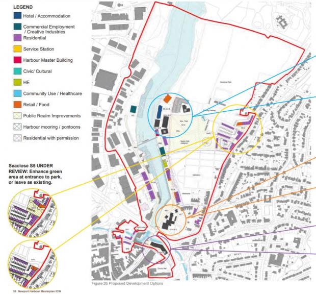 Isle of Wight County Press: Potential options for the site, shown in the bottom left corner. Picture by the Isle of Wight Council.