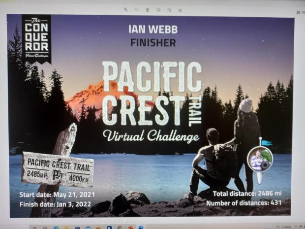Isle of Wight County Press: Ian Webb, who did a virtual 2,500-mile Pacific Crest Trail challenge.