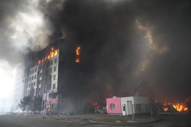 Isle of Wight County Press: A building burns in Ukraine's capital city, Kiev. AP.