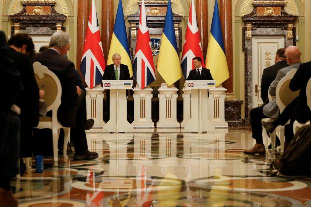 Isle of Wight County Press: Prime Minister Boris Johnson in Kyiv, Ukraine attends a joint news conference after he held crisis talks with Ukrainian president Volodymyr Zelensky. Picture via PA taken on Tuesday February 1, 2022.