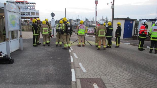 Isle of Wight County Press: Hampshire firefighters on the scene after one of the incidents on the Isle of Wight ferry.
