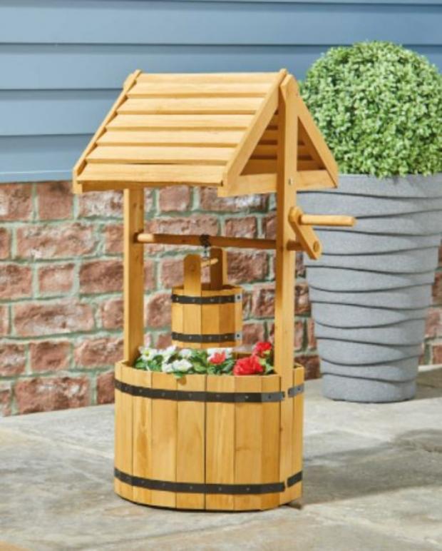 Isle of Wight County Press: Natural Wooden Wishing Well Planter (Aldi)