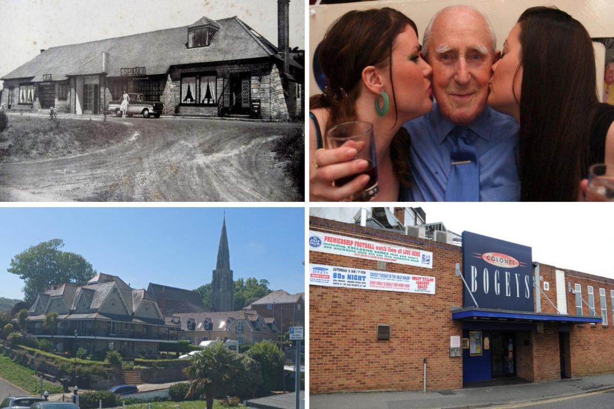 Clockwise from top left, Casa Espanol, Fred Whittingham, Colonel Bogeys and the site of the former Keats nightclub in Shanklin.