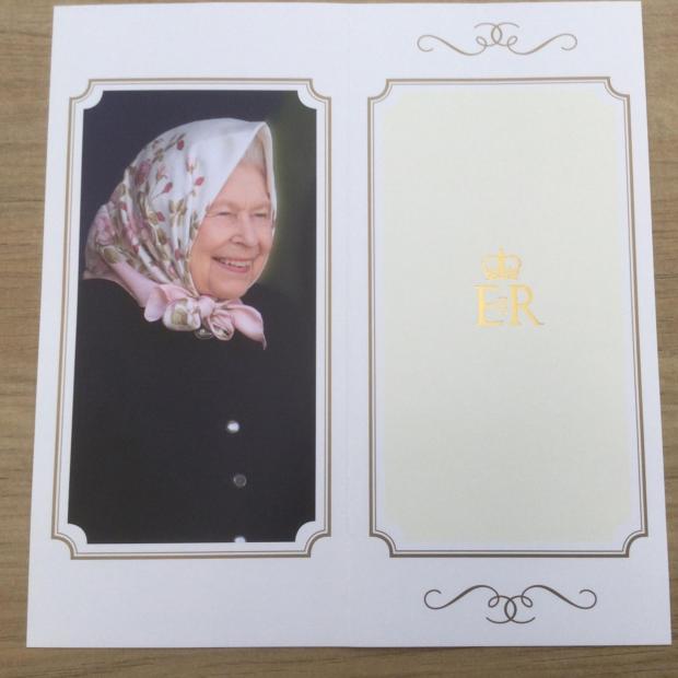 Isle of Wight County Press: The card which Chrissie received from the Queen.