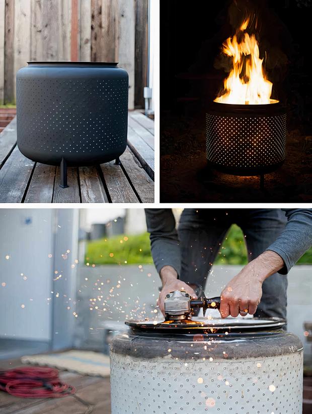 Isle of Wight County Press: The washing machine drum firepit is both elegant and eco. Picture: ManoMano
