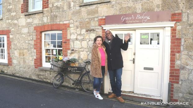 Isle of Wight County Press: Grace Deny and Ainsley Harriott at Graces Bakery in Yarmouth. Photo courtesy of Blink Films Ltd.