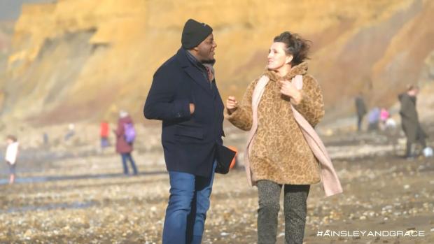 Isle of Wight County Press: Ainsley Harriott and Grace Dent at Compton Bay. Photo courtesy of Blink Films Ltd.