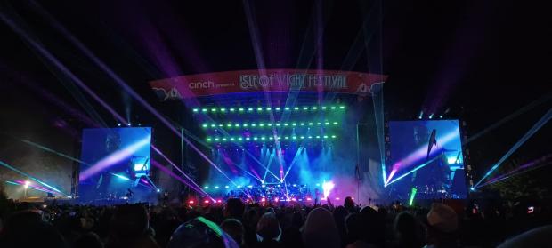 Isle of Wight County Press: Lasers for Pete Tong at the Isle of Wight Festival. Picture by Lori Little.