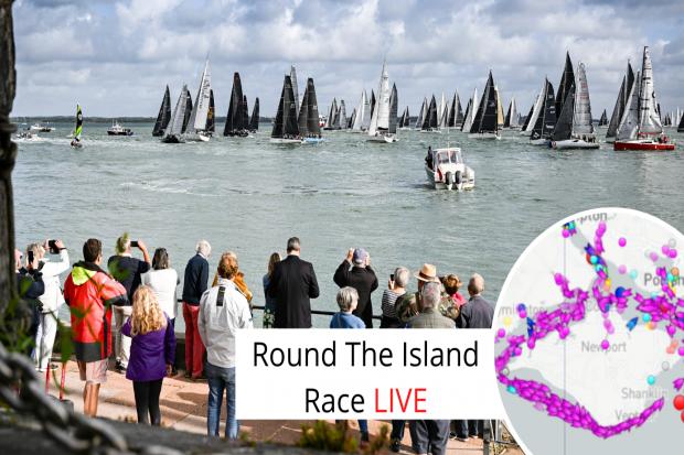 Round the Island Race starts from Cowes on Isle of Wight by Martin Allen and (inset) AIS Marine.
