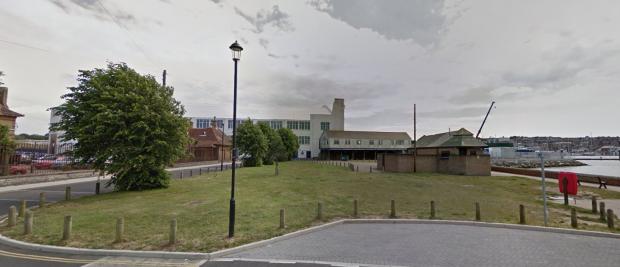 Isle of Wight County Press: The current Albany Green with the closed public toilets and Southern Water pumping station. Picture by Google Maps.