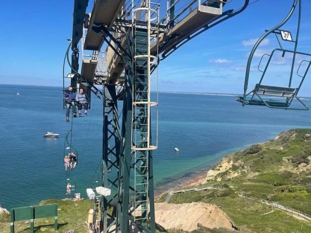 Isle of Wight County Press: "Facing my fear of heights with my pal and cameraman @fraserrice1 at my side." Picture: Susan Calman/Instagram.