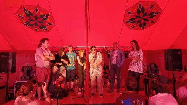 Isle of Wight County Press: Ventnor Exchange Spoken Word Collective at The Nest marquee at Ventnor Fringe.